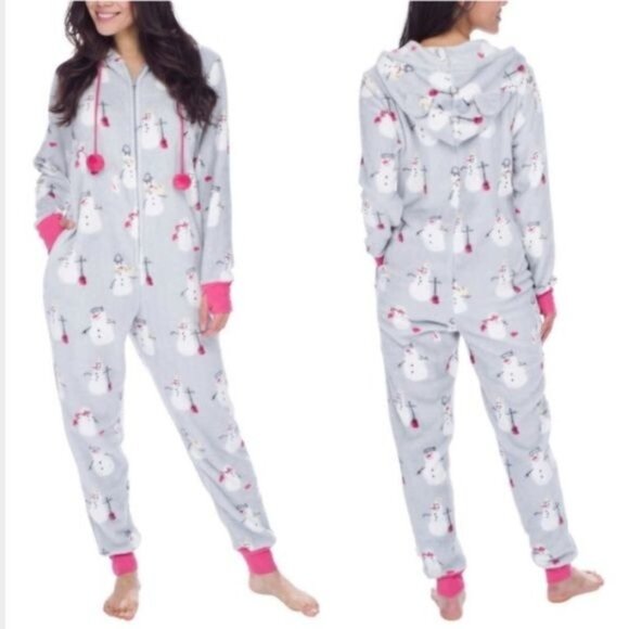 Munki Munki Snowman Adult One Piece Pajamas - Size XL - Picture 8 of 11